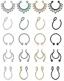 WillTen Fake Septum Chirurgenstahl Fake Nasenpiercing Damen Septum Fakes Piercing Lippe Septum Ring Fake Non Piercing Schmuck Gemischte Farbe 20Stück