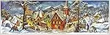 Nostalgischer Adventskalender/Weihnachtskalender mit Bildern und Glimmer 'Kleines Dorf im Winter'
