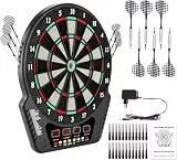 Elektronische Dartscheibe für 1-16 Spieler, E-Dartboards Dartautomat mit 4 LCD-Anzeige und 6 Darts und 24 Pfeilkopf 27 Spiele mit 243 Spieloptionen Profi Elektronik Dartspiel