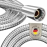 PRISMA Brauseschlauch 160cm Edelstahl mit doppeltem Verdrehschutz. Duschschlauch MADE IN GERMANY - Extrem flexibel, verdrehsicher, mit Knickschutz. Duschschlauch mit Drehwirbel