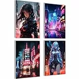 mojoliving Cyberpunk Poster Anime Set Anime Deko Bilder für Manga Wall für japanische Deko Zimmer Aesthetic Poster für Wand Collage