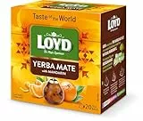 LOYD - Geschmack Der Welt - Yerba Mate Mandarine - 20 Pyramidenbeutel, Origeens Bio Tee mit Mandarinenschale, Erfrischt, Reich an Vitaminen & Antioxidantien, Enthält Koffein, Einfach Zuzubereiten, 34g