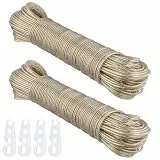 SINJEUN 2er Pack Wäscheleine 50m, 3mm Wäscheleine mit Stahlkern, Wäscheleinen Wäscheseil Wäsche Leine aus Stahl für Haushalt, Garten und Camping Draußen