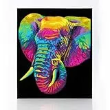 DIAMOND DOTZ 2594369 Original 5D Diamond Painting Set, Neon Elefant, mit Neonfarben und Samt, DIY Diamant Malerei Bilder für Erwachsene und Kinder ab 12 Jahren, Intermediate