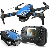 Drohne mit Kamera 4K LCD-Bildschirm FPV Video, Professional Drone mit Bürstenlosem Motor, 270°-Hindernisvermeidung, Zusammenklappbarer RC Mini Quadcopter für Erwachsene Anfänger, Unter 250G, Geschenk