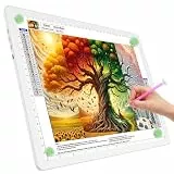 TOHETO A4 Leuchttisch für Diamantmalerei, Ultraheller Leuchtkasten mit Seitliche Tasten, LED Licht Pad zum Nachzeichnen, Lichtplatte Lichttafel zum Skizzieren, Zeichnen, Tattoo, Designen (Weiß)