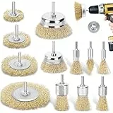 DazSpirit 12-teiliges Drahtbürste Set für Bohrmaschine – Messingbeschichtete Drahtbürsten & Topfbürsten-Set, 1/4 Zoll-Schaft Drahtbürste Messingbürste zum Entfernen von Rost/Korrosion/Farbe