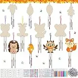 Windspiel Bastelset Kinder,12 Stück Windspiel zum Bemalen,Windspiel Basteln Holz,bastelset Herbst Kinder,DIY Holz Herbstdeko,für Jungen Mädchen Herbst Geschenke Dekorationen