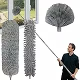 Staubwedel Teleskop 6m, Reinigungsset für Staubwedel mit Teleskopierbarer Verlängerungsstange 1,5 bis 4,9 m, Staubwischer Mikrofaser, Spinnwebenbesen mit Teleskopstiel für Decken, Jalousien