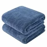 KinHwa Handtuch-Set Premium 100% Mikrofaser 1 Badetücher 76x152cm + 1 Handtücher 50x100cm weich und saugstark 2 Pack Hellgrau