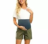 Maacie Schwangerschafts-Shorts Damen hohe Taille aus Baumwolle mit Mehrtaschen, ideal für werdende Mütter Freizeitmode