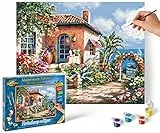 Schipper 609240795 Malen nach Zahlen - Ferienhaus am Meer - Bilder malen für Erwachsene, inklusive Pinsel und Acrylfarben, 24 x 30 cm
