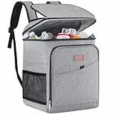 Lifewit 32L, 34 Dosen, isolierte Kühltasche, Große kühlrucksack, auslaufsichere tragbare Lunchtasche, weiche Kühlbox für Outdoor, Picknick, Strand, BBQ, Camping, Reisen, Familie, Grau