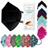 TubeRoo FFP2 Maske Schwarz 20 Stück Masken aus Deutschland, Made in Germany, weiche runde Ohrschlaufen Bänder, Atemschutzmaske, Mundschutz, Schutzmaske, Staubmaske, Feinstaubmaske, Allergie Pollen