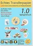 TransOurDream 10 Blatt, A4, Laser Wasserschiebefolie(TRANSPARENT) Decal Abziehbild - Wasser Deacal Transferfolie,Nassschiebefolie für Spielzeugmodelle,Tassen,Keramik, Glas, Kunststoff,KERZENTATTOOS