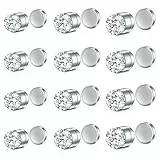 WillTen 12Pcs Fake Nose Stud Fake Nose Piercing, Fake Stud Ohrringe Lip Stud für Männer, Fake Nose Ring Fake Ohrringe Stud Non Piercing Nose Ring Clip auf Nase Septum Lip Ring für Frauen, Silber