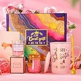 ALBISS Geburtstagsgeschenk für Schwester Geschenk, Lustige Geburtstag Geschenk Set, 400ml Marmor Keramik Kaffeetasse, Duftkerze, Badesalz, Entspannendes Spa-Badeset, Beste Schwester, Geschenkbox
