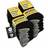Effeet 10 Paar Arbeitssocken Herren Socken, Gepolsterte Verstärkte WORK Socken, Atmungsaktiv Funktionssocken mit Komfortbund, Lange Work Socks 43-46