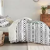 Soifox Winter Flanell Bettwäsche 135x200 - Weiß Boho Bettgarnitur Flauschige und Warme Cashmere Touch Bettbezug + Kissenbezug 80x80 cm mit Reißverschluss