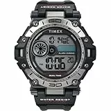 Timex Sport Herren-Armbanduhr, 52 mm, schwarzes Kunstharzarmband, digitales Zifferblatt, schwarzes Gehäuse TW5M63300