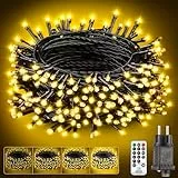 Light-Brightly Lichterkette Außen Innen Weihnachtsbaum Strom - 15m 150 Led Warmweiß Lichterketten mit Stecker Timer Wasserdicht Cluster Fairy Lights for Weihnachten Hochzeit Party Balkon Garten