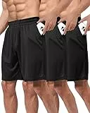 BOOJO 3er Pack Sporthose Herren Kurz Hosen mit Taschen Sport Shorts Schnell Trocknend Trainingshose für Gym Fitness(Schwarz*3,3XL)