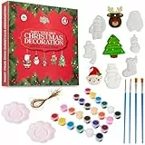KreativeKraft Weihnachtsdeko Bastelset Kinder, Gips Figuren zum Bemalen, DIY Bastelsets für Kinder (24er-Set)
