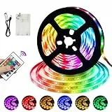 LED Streifen 5M Klebe LED Strip USB oder Batteriebetrieben RGB 5050 Ferndimmbar 16 Farben Fancy LED Lichterkette Band für Zimmer, Wohnzimmer, TV hintergrundbeleuchtung, Bar, Party