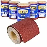 S&R Schleifpapierrollen Set, 5 Schleifpapier Rollen 93 mm x 5 m: Körnung P60, P80, P120, P180, P240, Schleifrollen zum Schleifen von Holz, Metall, Stahl, Edelstahl