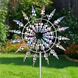 Magische Windmühle aus Metall, 3D Windspiel Garten, Windrad Garten Dekoration mit Metallpfahl, Wind Spinner Gartens für Terrasse, Rasen, Innenhof Landschaft Dekoration