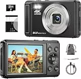 4K Digitalkamera, 2.8 Zoll 64MP UHD Autofokus Kamera fotokamera mit 32GB Micro-SD-Karte & Akku,16X Digitalzoom Wiederaufladbare Tragbare Kompaktkameras mit für Anfänger Jugendliche