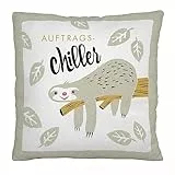 H:)PPY life Plüschkissen Motiv 'Faultier' | Zierkissen, 25 cm x 25 cm, 100% Polyester | Geschenk lustig, Dekoartikel | 48181