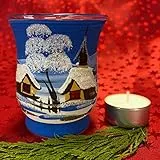 Generisch Windlicht Hurricane Medium Leuchtglas Teelichthalter Glas Handarbeit Lauscha, : himmelblau