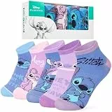 Disney Socken Mädchen, Ankle Socks im 5er-Pack, Weich & Atmungsaktiv - Stitch Sachen (Rosa/Blau Stitch, 35-39 EU)
