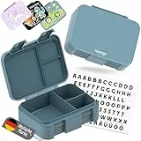 BEARFOOT Bento Box COMPACT | BPA-freie Kinder Brotdose für Schule & Kindergarten | Auslaufsichere Lunchbox für Mädchen & Jungen | Praktisch, leicht & kompakt (Blau, 650ml)