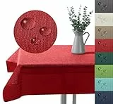 Outdoor Tischdecke Gartentischdecke wasserfest wetterbeständig rutschfest waschbar Outdoortischdecke Weichschaum Garten Balkon Camping Party Tischdeko Typ883 rot 130x220 cm eckig