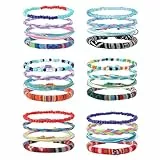 ZENGSING 24StK Surfer Armband für Frauen Herren, Armbander Bunt, Boho Armbander Fußkettchen für Damen, Stoffarmband, Freundschaftsarmband, Geschenke zum Geburtstag Weihnachten (Farbe B)