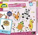 Lena 42547 Maskottchen Tiere Maskottchen Perlentiere Bastelset ab 6 Jahren, Mit 250 x Bastelperlen und 4 x Schlüsselringen, Schlüsselanhänger mit Perlen basteln