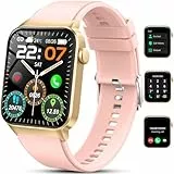 uaue Smartwatch Damen mit Telefonfunktion 1,85' Voll Touch Smart Watch Fitnessuhr mit 113 Sportmodi, Schrittzähler Schlafmonitor Pulsuhr IP68 Wasserdicht Armbanduhr Sportuhr Stoppuhr Rose Gold