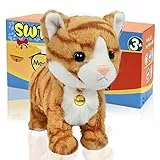 SWTOIPIG Interaktives Elektronisches Plüschtier – Upgrade mit LED-Lichtaugen, Animierte Soundsteuerung, Elektronisches Haustier, Roboter, Katze, Kätzchen, Spielzeug, Geschenke für Jungen und Mädchen