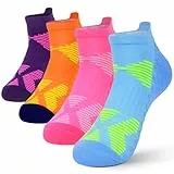 WeciBor Sneaker Socken Damen Laufsocken Anti-Blasen Polsterung Sportsocken für Sport Alltag, 4 Paar Mehrfarbig Kurz Knöchelsocken, Größe 35-38