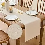 MAIBAOTA Wasserdichter Tischläufer, Bauernhaus, rustikal, saisonal, Tischläufer für Küche, Esstisch, Dekoration, Hochzeit, Weihnachten, Geburtstag, Party, Dekoration, 40 x 140 cm, Beige