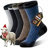 SIMIYA Merino Wandersocken für Herren, 5 Paar Wollsocken, thermosocken Dicke Atmungsaktiv Wintersocken für Trekking（5 Paar-01，39-42）
