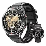 OUKITEL Smartwatch Herren GPS - 5ATM Wasserdicht Militär Fitnessuhr, 1,43 Zoll AMOLED Display mit Herzfrequenz Oxymetrie Schlafüberwachung Kompass Luftdruck, 480mAh Akku 100+ Sportmodi