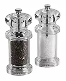 Cole & Mason 505 Salz- & Pfeffermühle Set Acryl – Klassisches Design, Einstellbares Mahlwerk, 14cm, Transparenter Acrylkörper, Langlebig & Hochwertig, Manuell Gewürzmühle