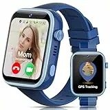 AIMIUVEI 4G Smartwatch Kinder, 1.83''HD Uhr Kinder mit langanhaltendem Video-und Telefonanruf, Sprachchat, Whatsapp, WiFi, GPS, SOS, SMS, IP68 Wasserdicht, Schulmodus, Schrittzähler, Wecker (Blau)