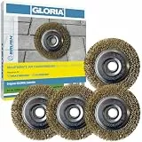 Gloria Stahldraht-Fugenbürste 4er Set | Originalzubehör | Ersatzbürsten für MultiBrush- und WeedBrush | Drahtbürste/Messingbürste zur Fugenreinigung | 11 cm Durchmesser | 1,2 cm Breite | 4 Stück