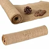 KENNUOCAT Jute-Tischläufer, natürliche und umweltfreundliche, vielseitige Premium-Jute-Stoffrollen, 30,5 x 274,4 cm, 1 Rolle, Dekoration für Hochzeiten, Partys, Veranstaltungen und Zuhause, rustikaler