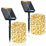 FIFlying Solar Lichterkette Aussen, 2x16M 160 LED Solarlichterkette Außen Wetterfest 8 Modi IP65 Wasserdicht Solar Lichterkette Outdoor für Balcony Garten Zaun Camping Hof Party Hochzeit