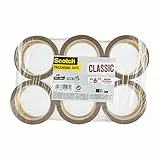 3M Verpackungsklebeband Classic, Starkes Paketklebeband, Packband, 6 Rollen, 50 mm x 66 m, Braun